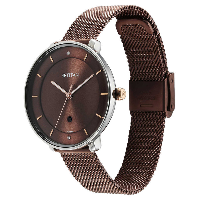 Noir Brown Dial Metal Strap Watch 2651KM02