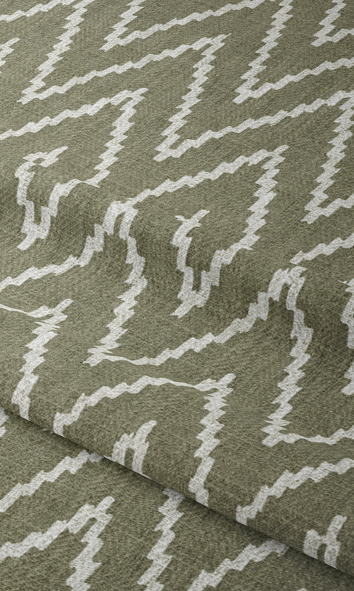 Chevron Print Curtains for Living, Bedroom, Kitchen, Bathroom (Green/ White)