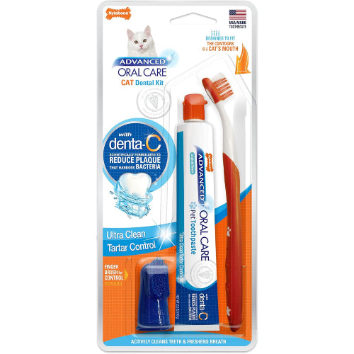 Nylabone Advanced Oral Care Cat Dental Kit Plaque Tartar Control
