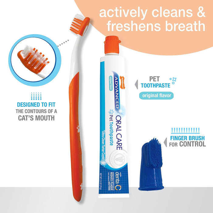Nylabone Advanced Oral Care Cat Dental Kit Plaque Tartar Control