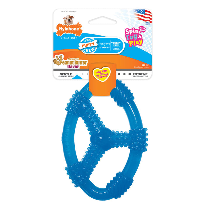 Nylabone Puppy Chew Ring Peanut Butter Dog Toy Wolf Up to 35 lbs