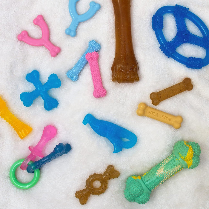 Nylabone Puppy Chew Ring Peanut Butter Dog Toy Wolf Up to 35 lbs