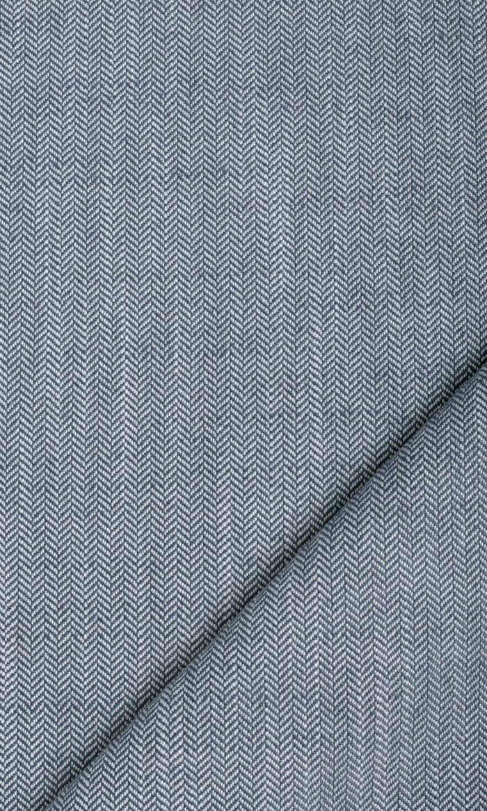 Herringbone Textured Home Textile Fabric Material By the Metre (Denim/ Navy Blue)