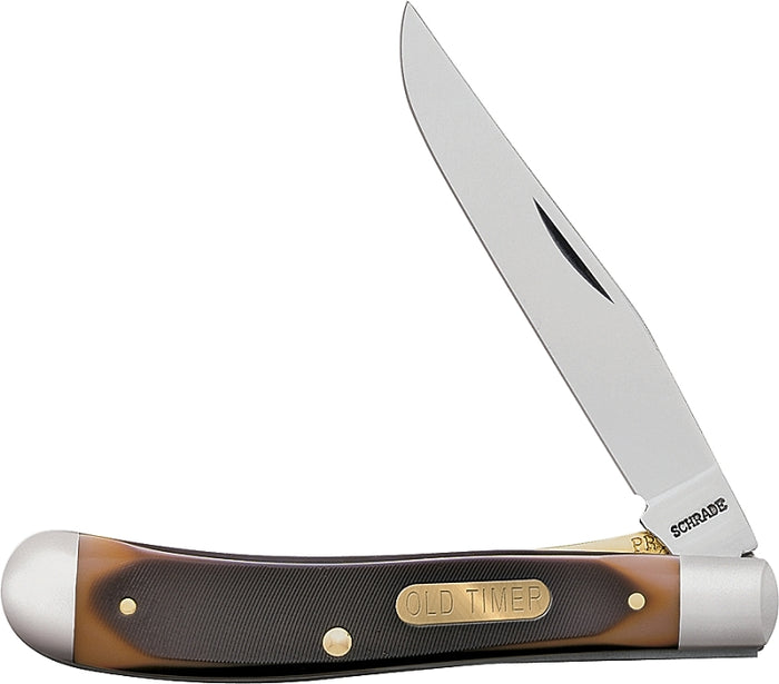 Old Timer Gunstock Trapper 3-7/8" Lockblade Knife Sawcut Handle Pocket Knife