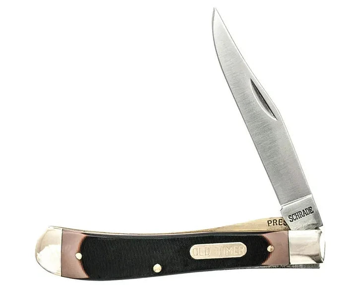 Old Timer Gunstock Trapper 3-7/8" Lockblade Knife Sawcut Handle Pocket Knife