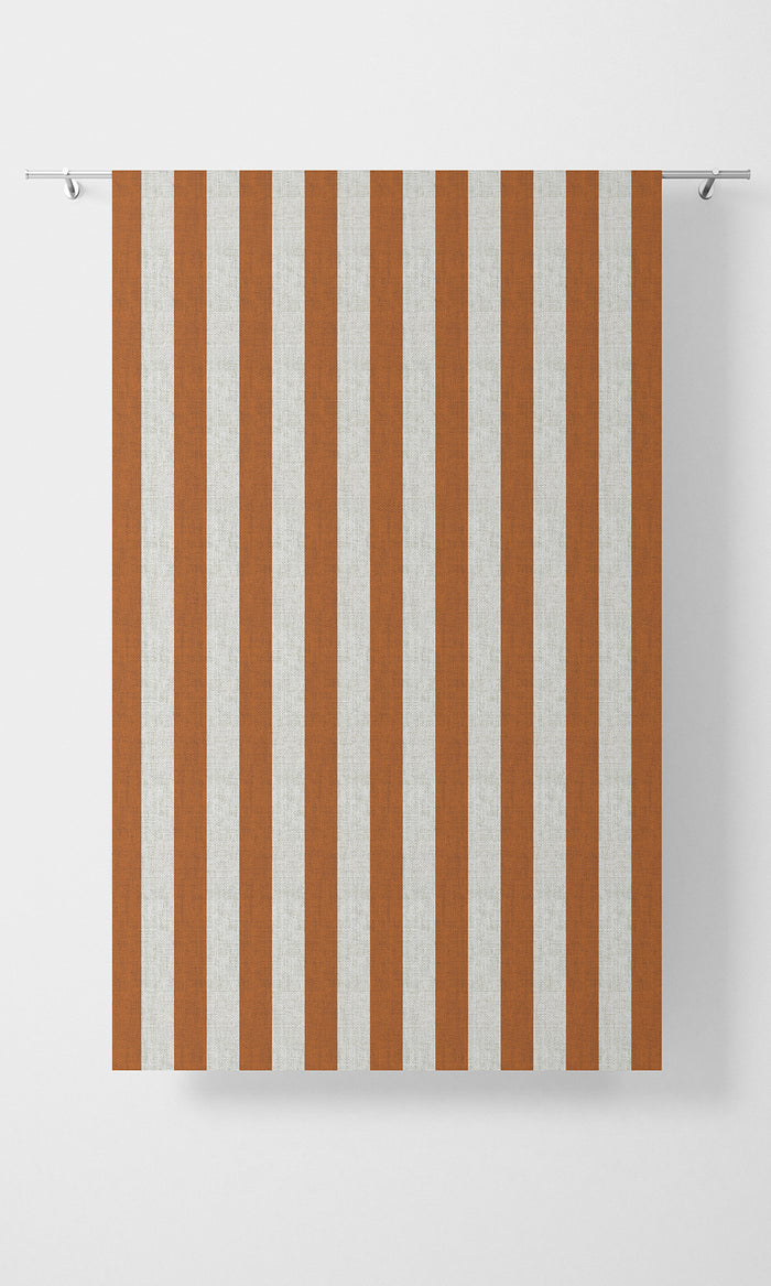 Modern Striped Pinch Pleat, Rod Pocket, Eyelet Curtains (Burnt Orange/ White)