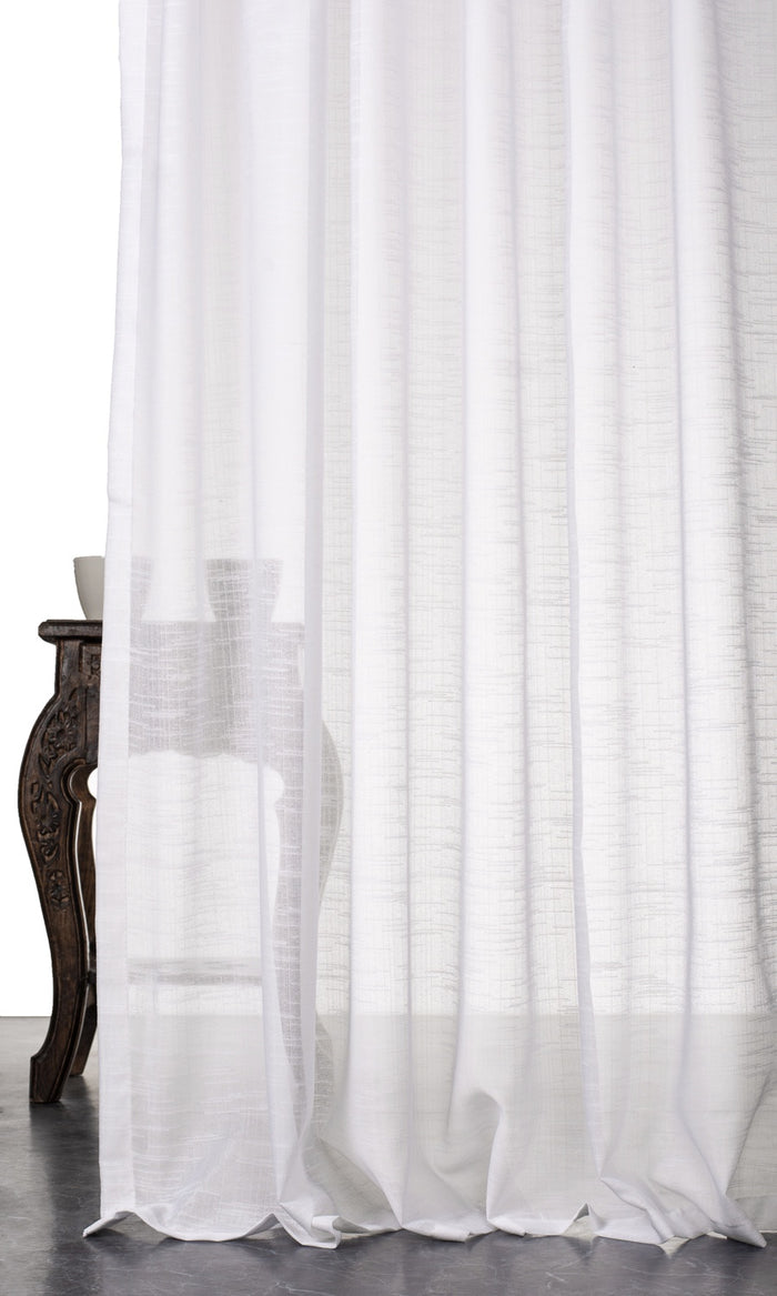 Textured Sheer Curtains for Living, Bedroom, Kitchen, Bathroom (White)