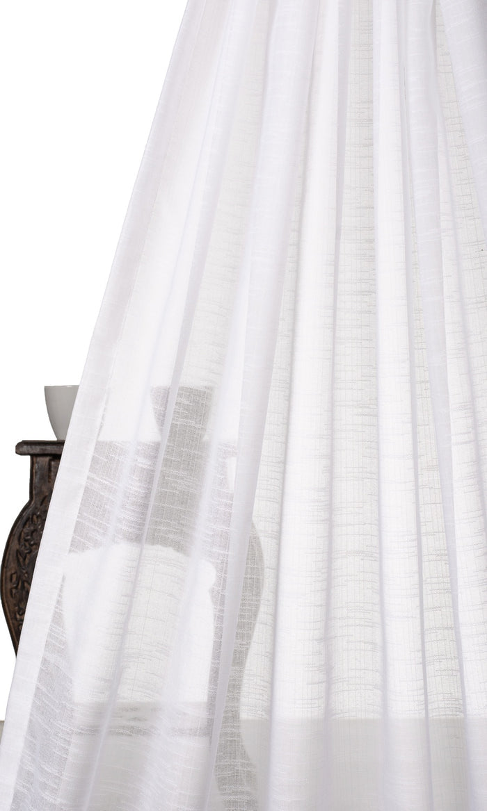 Textured Sheer Pinch Pleat, Rod Pocket, Eyelet Curtains (White)