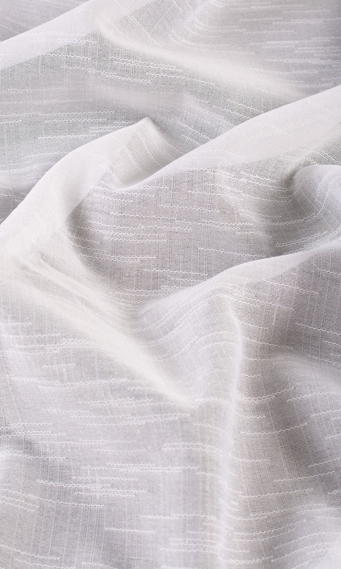 Textured Sheer Curtains / Drapes / Window Drapery Panels (White)