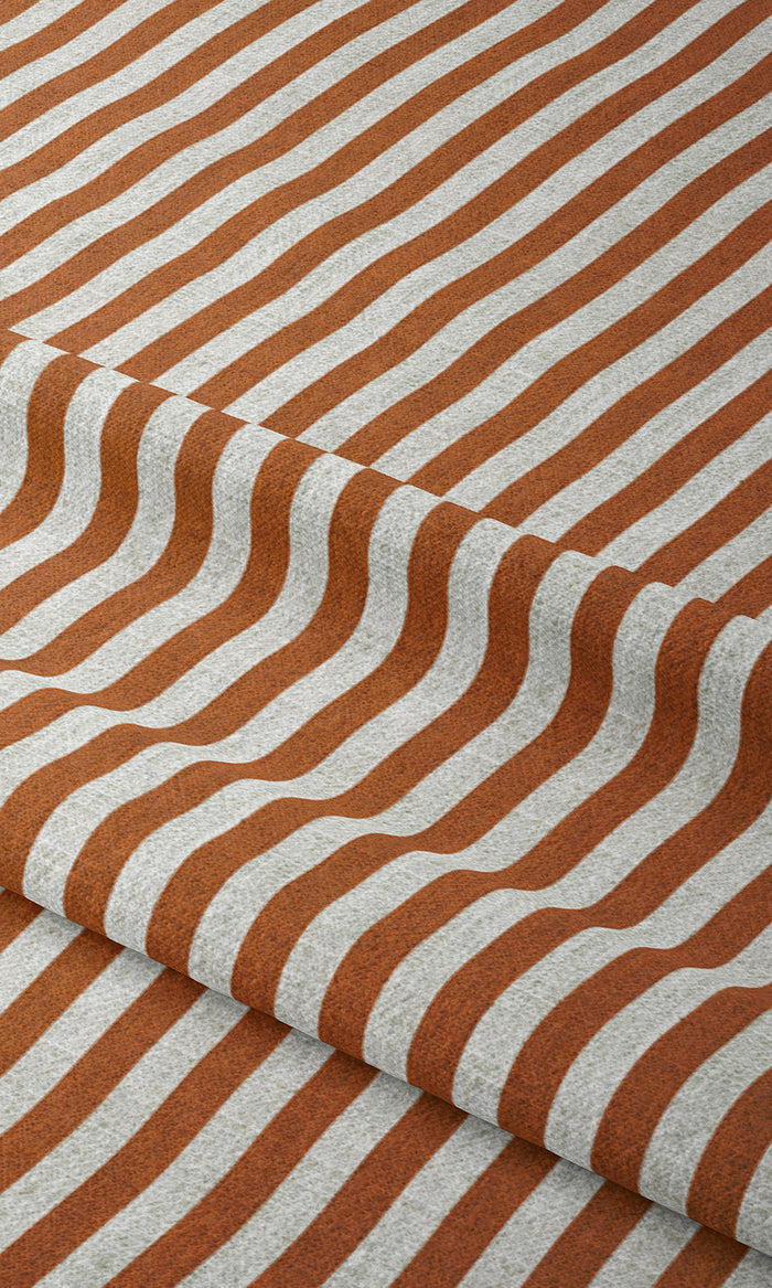 Modern Striped Drapery for Living, Bedroom, Kitchen, Bathroom (Burnt Orange/ White)