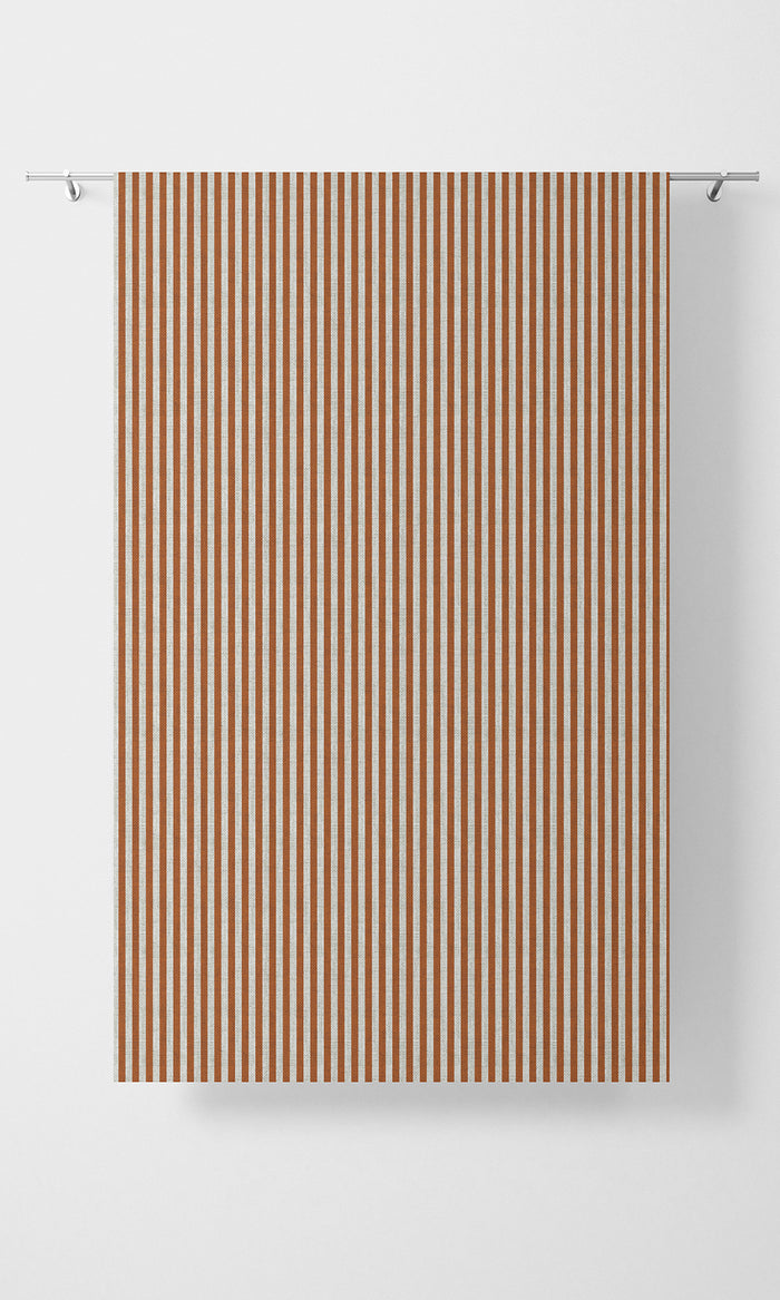 Modern Striped Pinch Pleat, Rod Pocket, Eyelet Curtains (Burnt Orange/ White)