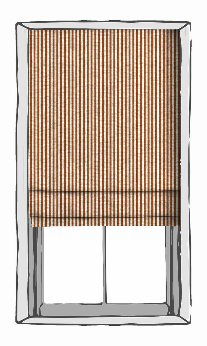 Modern Striped Drapery (Burnt Orange/ White) Extra Long Short Wide