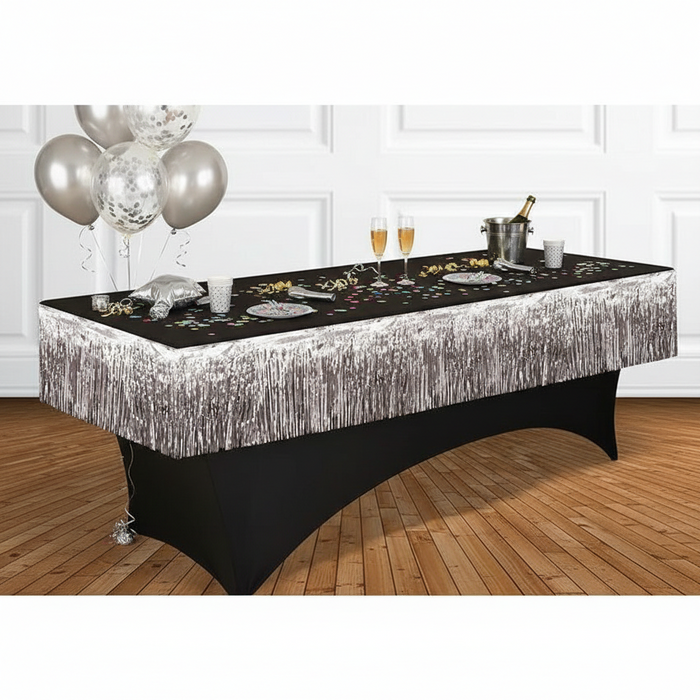 Party Supplies Tinsel Fringe Garland Silver, 20" x 15" 1pc