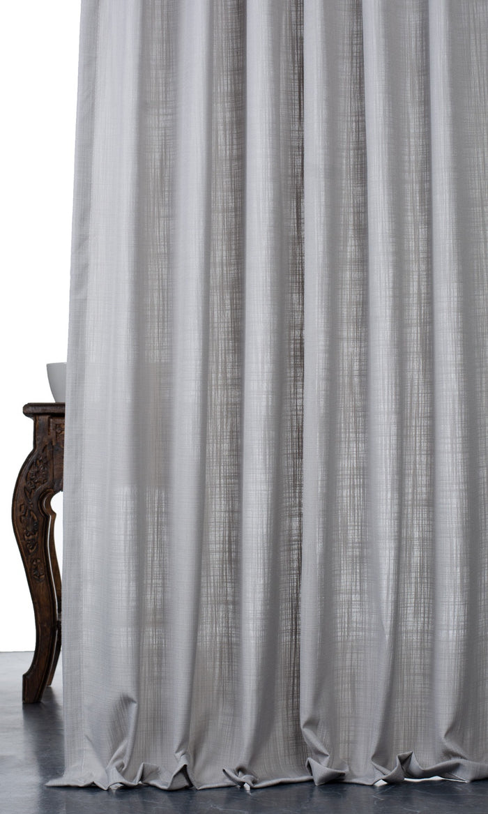 Linen-Texture Curtain Panels for Living, Bedroom, Kitchen, Bathroom (Gray)