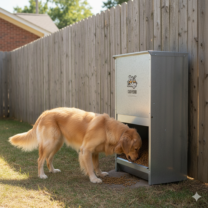 Pet Lodge Chow Hound Automatic Dog Feeder 12 lb Galvanized Steel Pest-Proof