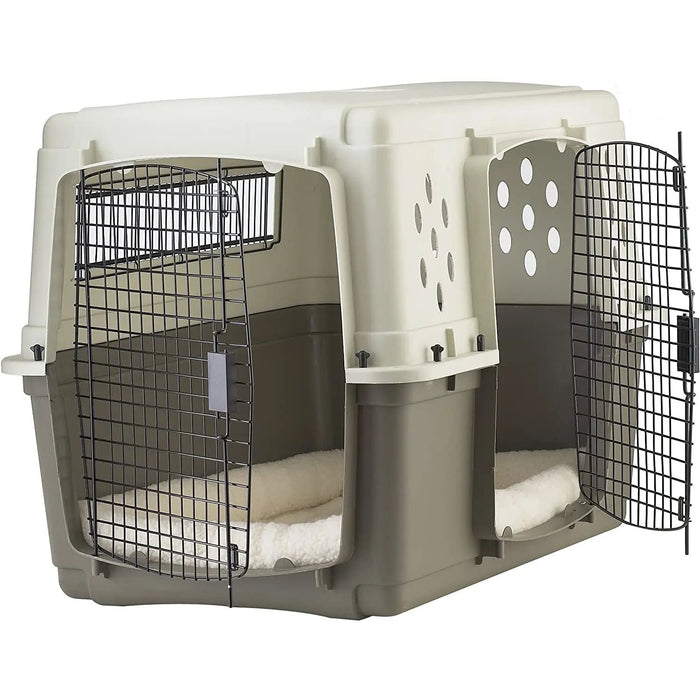 Pet Lodge Double Door Plastic Portable Dog Crate, Large Size Pet Lodge