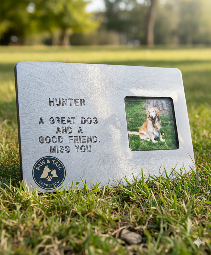 Pet Memorial Grave Headstone Custom Message & Photo Large Marker Stone 14x10