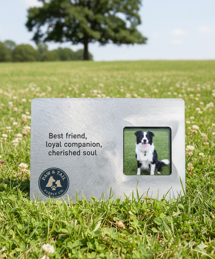 Pet Memorial Grave Headstone Custom Message & Photo Large Marker Stone 14x10