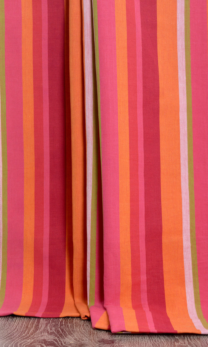 Cotton Curtains (Orange/ Pink) Extra Long Short Wide