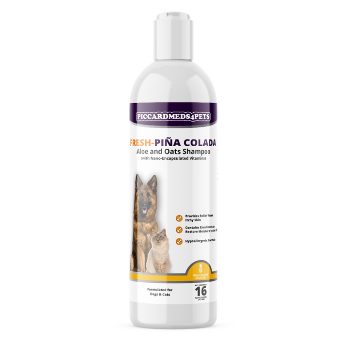 Piccardmeds4pets Fresh Piña Colada Aloe and Oatmeal Shampoo for Pets 16 oz.
