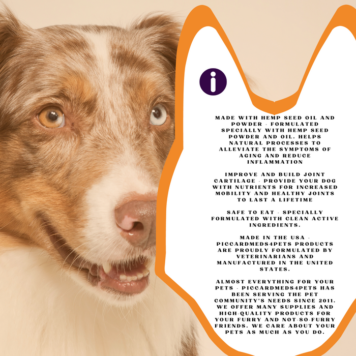 Piccardmeds4pets Hemp + MSM Joint Support Chews for Dogs and Cats 60CT + FREE Bandana!