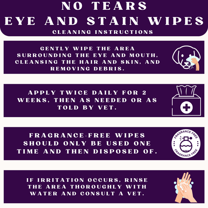 Piccardmeds4pets No More Tears Eye and Stain Wipes for Pets 60 Count
