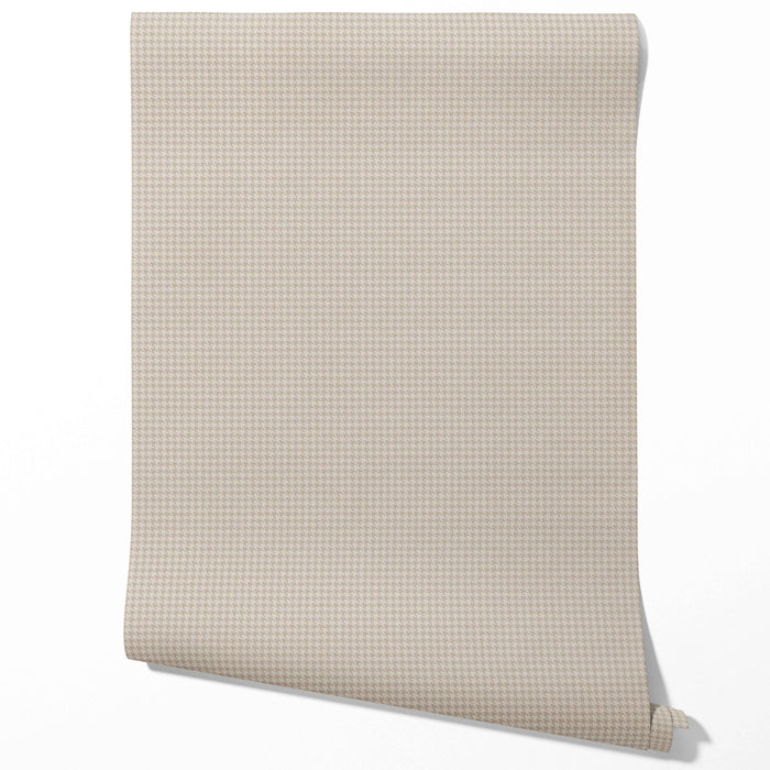 Neutral Plain/ Textured Houndstooth Bathroom Wallpaper (Beige/ Taupe)