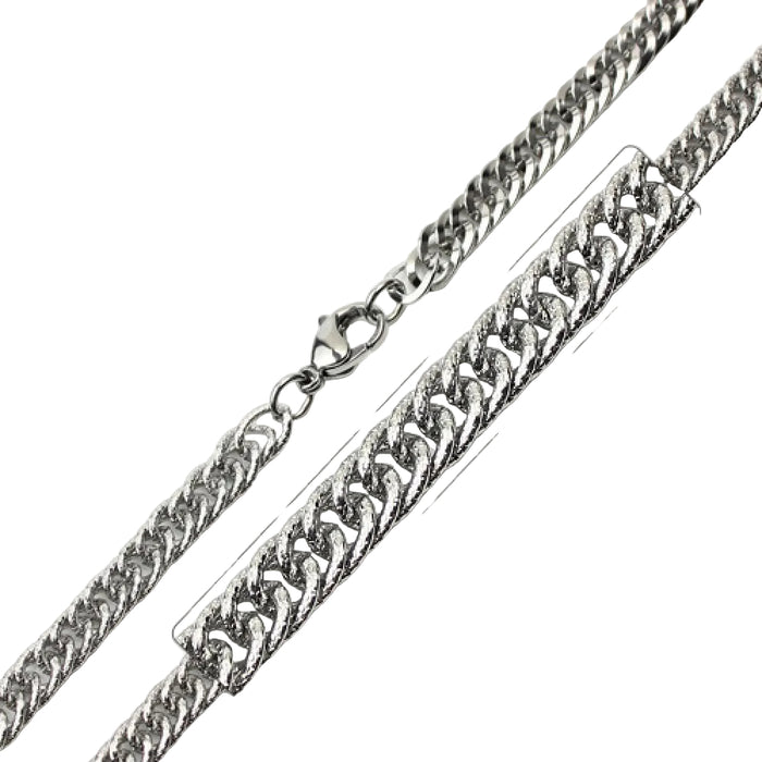 Plated Stainless Steel 5.5 Pave Cuban Link Chain Necklace - SSC032
