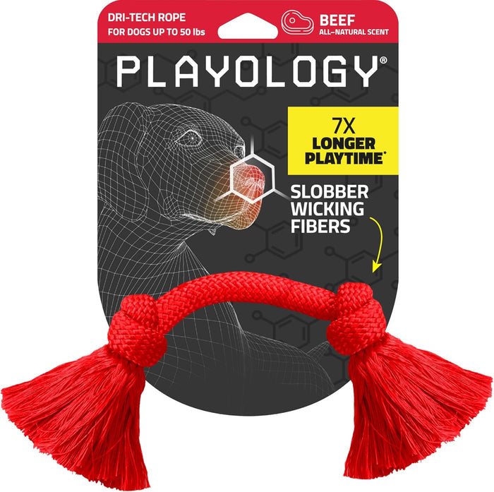 Playology Beef Scent Dri-Tech Rope Dog Toy Medium Heavy Chewers