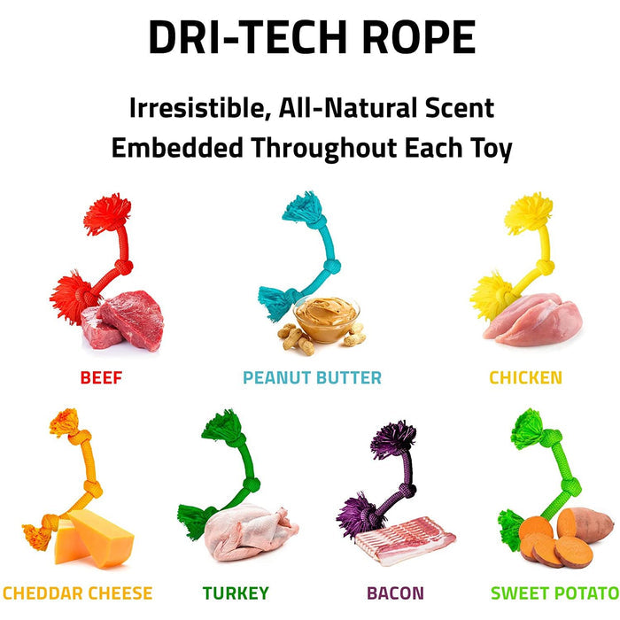 Playology Dri-Tech Rope Dog Toy All Natural Beef Scent, Medium PLAYOLOGY