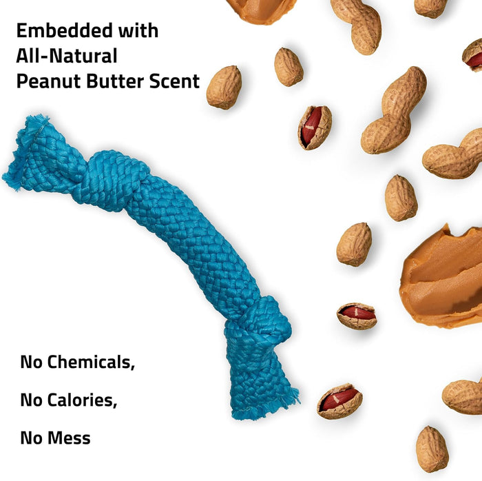 Playology Dri-Tech Rope Dog Toy for Senior Dogs Peanut Butter Scent Medium