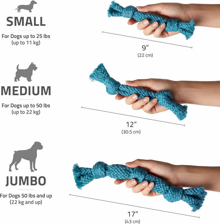 Playology Dri-Tech Rope Dog Toy for Senior Dogs Peanut Butter Scent Medium
