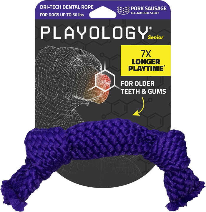 Playology Pork Sausage Scent Dental Rope Dog Toy Medium Dri-Tech