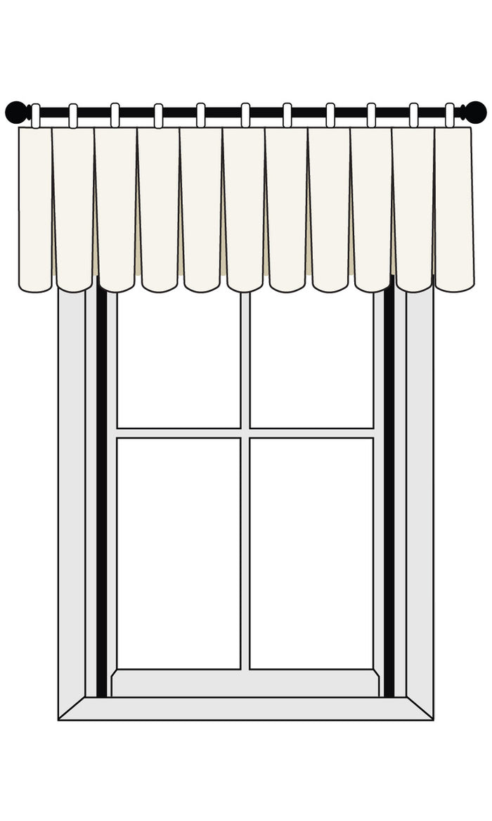 Pole mounted inverted box pleat valance