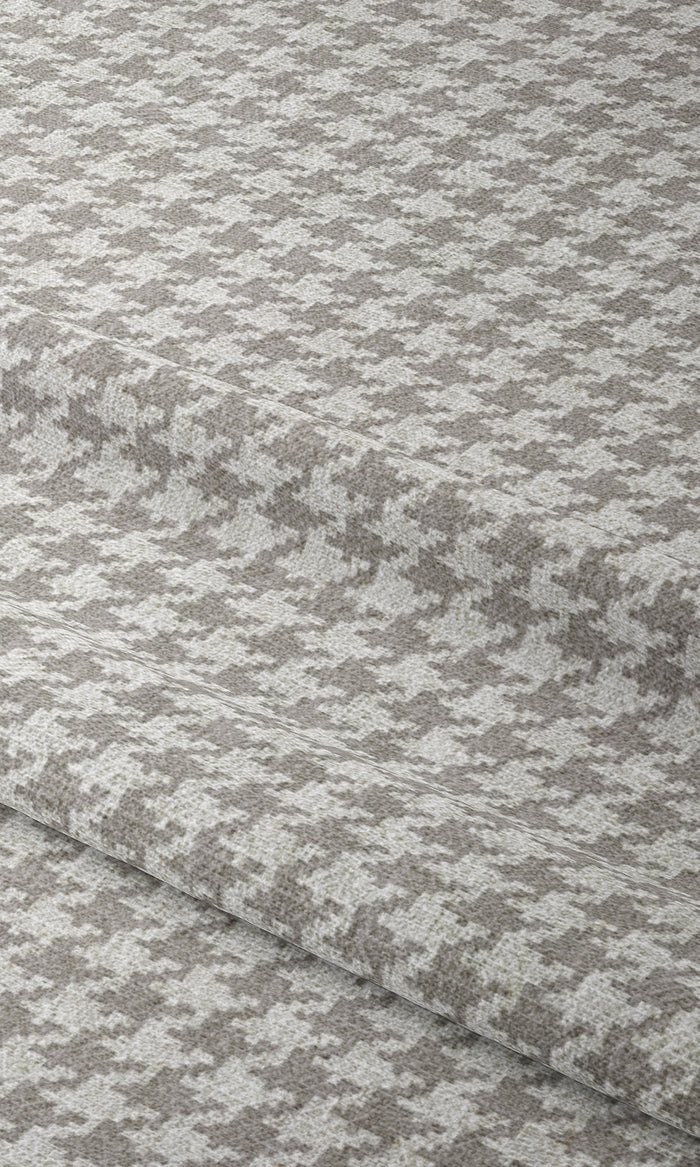 Houndstooth Print Window Treatments Fabric By the Metre (Grey/ White)