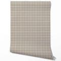 Neutral Geometric Plaid Checkered Traditional Wallpaper (Beige/ Warm Gray/ Greige/ Taupe)