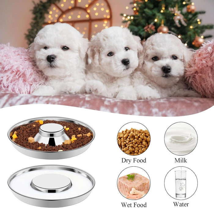 Premium Puppy & Kitten Flying Saucer 11" Metal Dog Food & Water Feeders