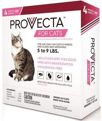 Provecta II Flea Treatment Cats 5-9lbs 4 Monthly Topical Kills Fleas & Eggs Fast