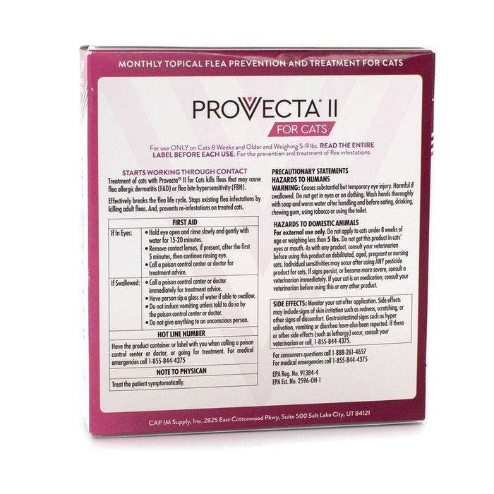 Provecta II Flea Treatment Cats 5-9lbs 4 Monthly Topical Kills Fleas & Eggs Fast