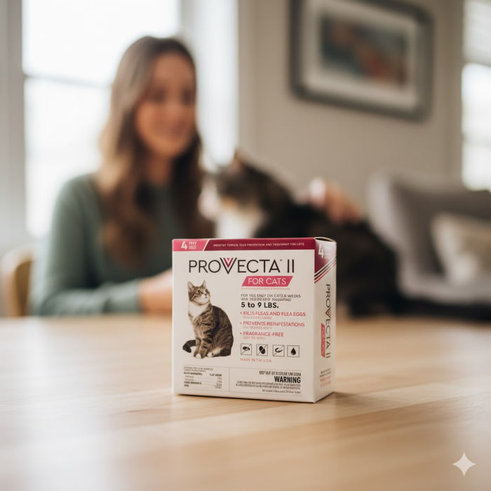 Provecta II Flea Treatment Cats 5-9lbs 4 Monthly Topical Kills Fleas & Eggs Fast