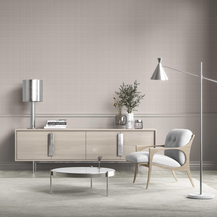 Neutral Textured Check/ Geometric Kitchen Wallpaper (Taupe/ Grey)