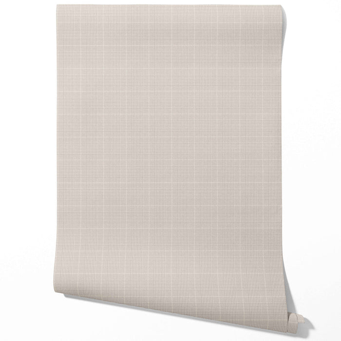 Neutral Textured Check/ Geometric Bathroom Wallpaper (Taupe/ Grey)
