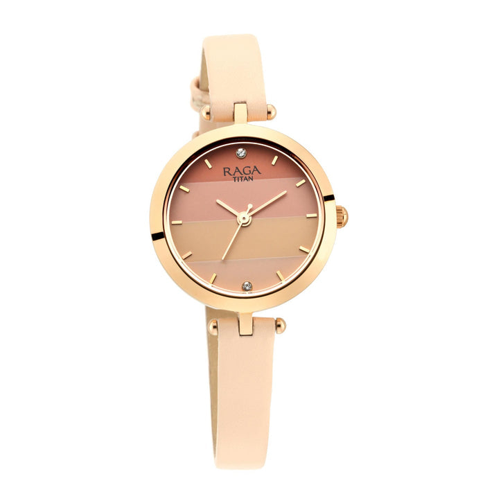 Raga Viva Pink Dial Leather Strap Watch