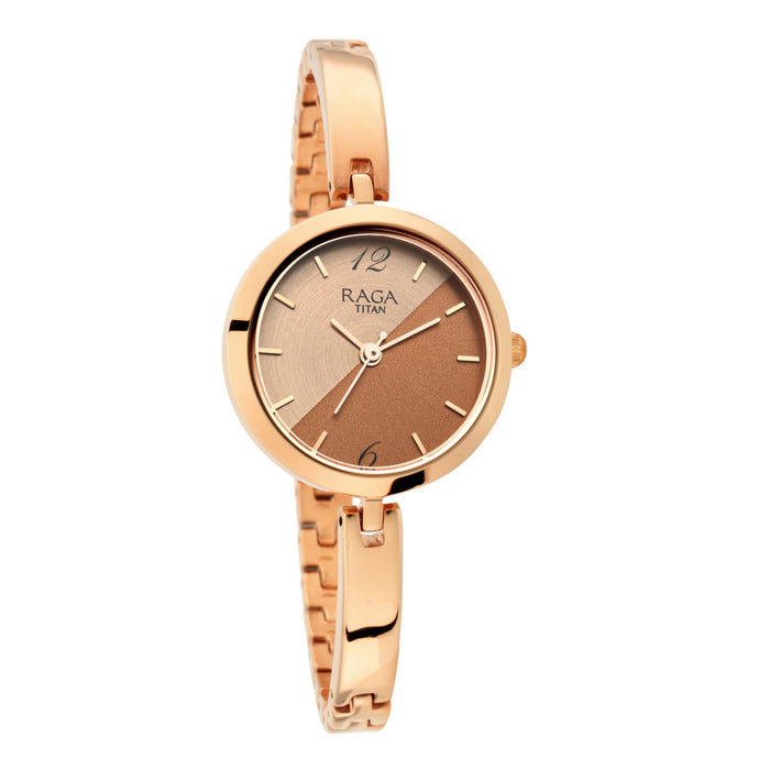 Raga Viva Rose Gold Dial Metal Strap Watch