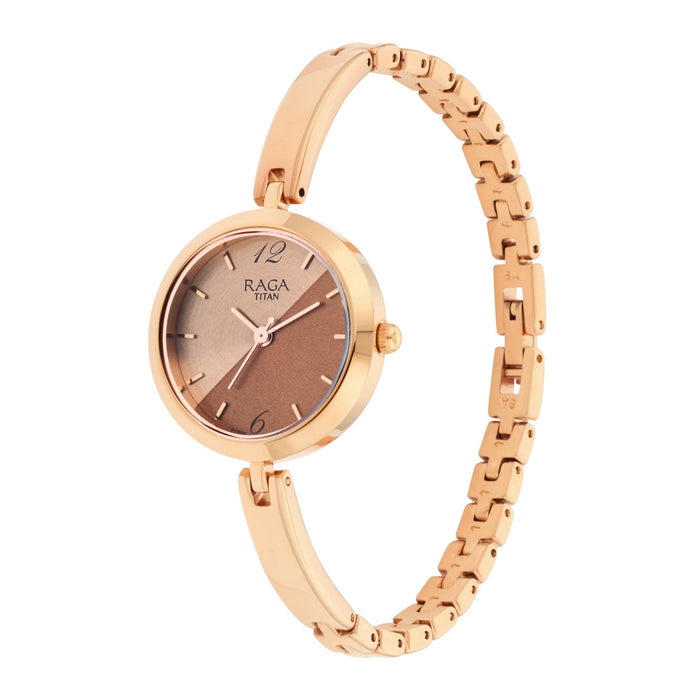 Raga Viva Rose Gold Dial Metal Strap Watch