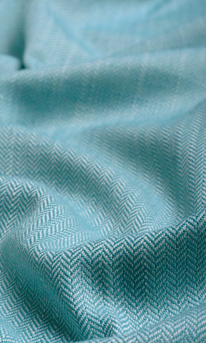 Herringbone Textured Window Treatments Fabric By the Metre (Blue)