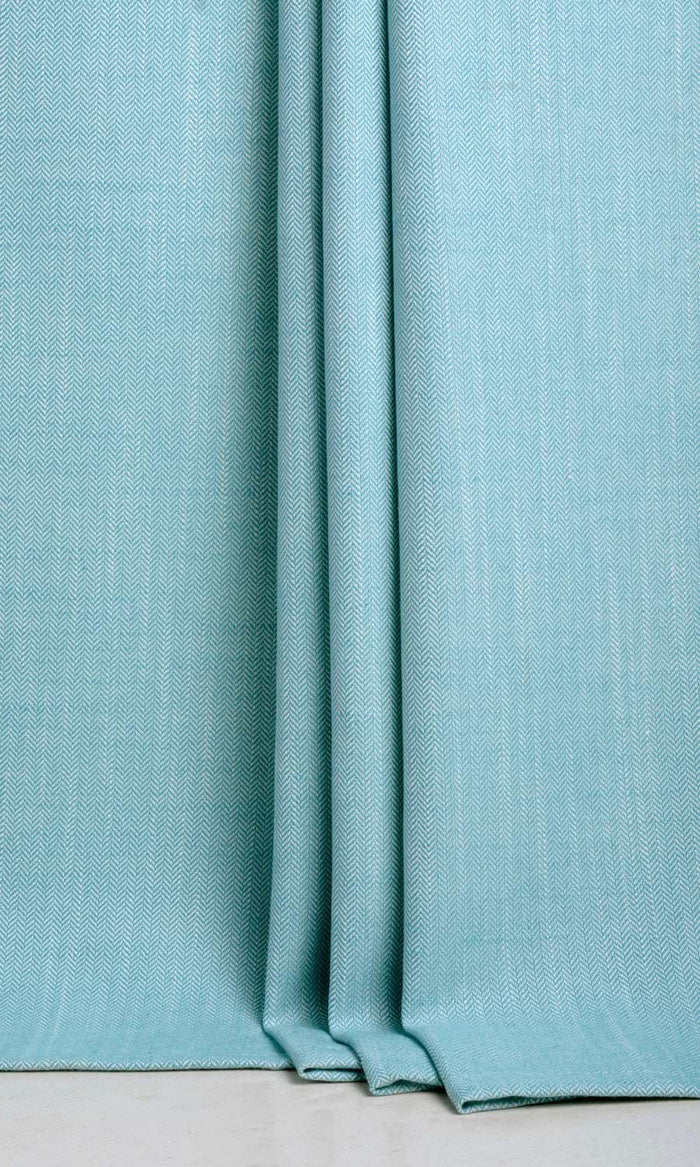 Herringbone Textured Home Textile Fabric Material By the Metre (Blue)