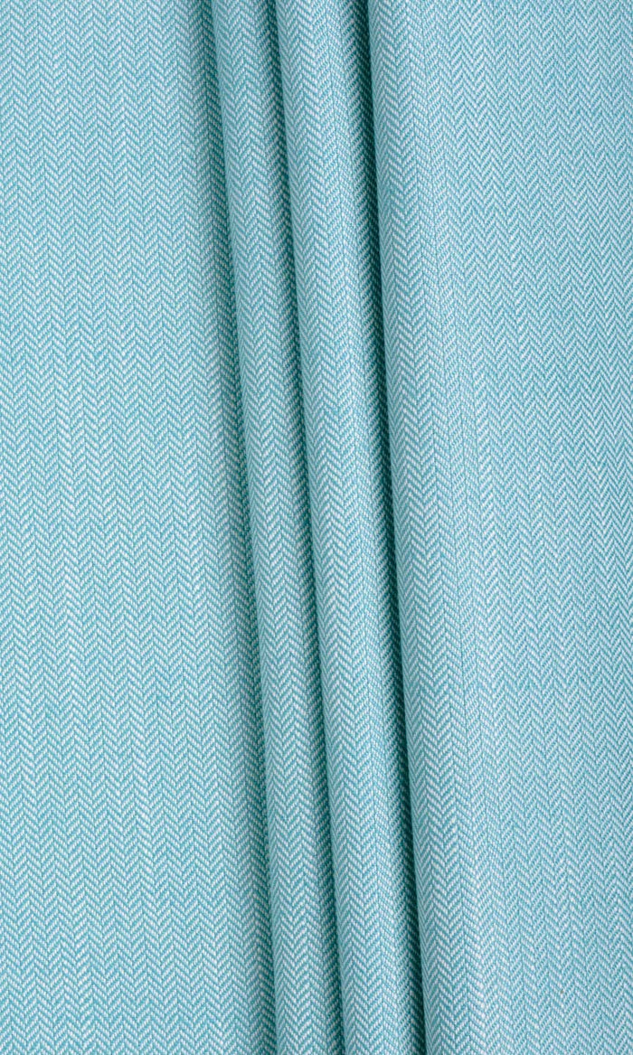 Herringbone Textured Fabric By the Metre for Curtains & Drapes (Blue)