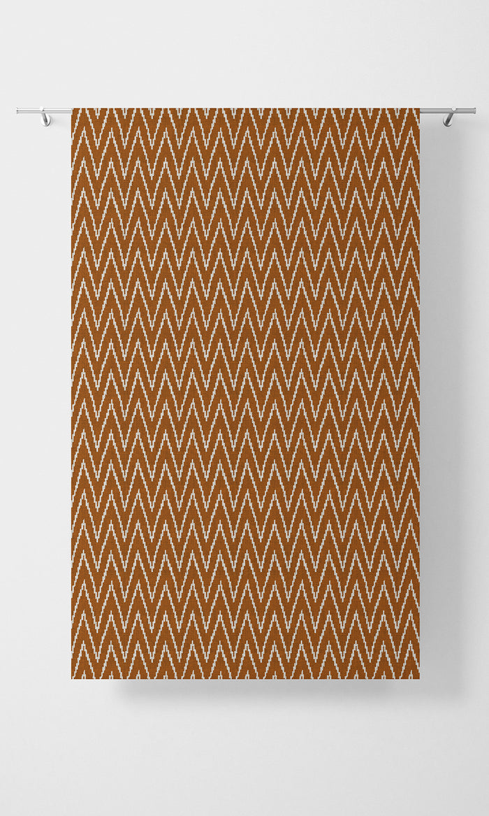 Chevron Print Pinch Pleat, Rod Pocket, Eyelet Curtains (Orange/ White)