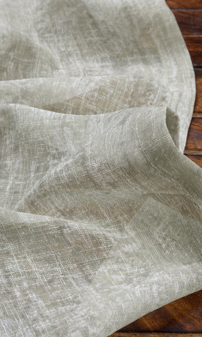 Textured Sheer Curtains for Living, Bedroom, Kitchen, Bathroom (Grey-Green)